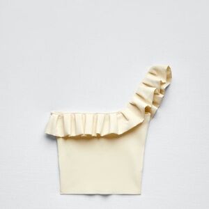 Zara ruffled asymmetric knit top